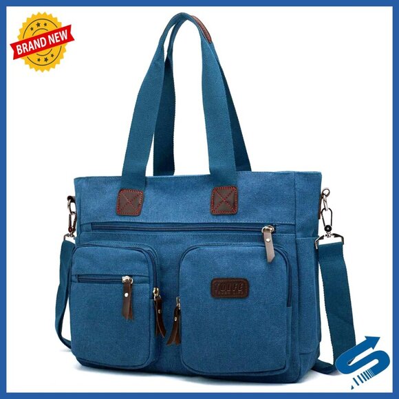 Handbags - Canvas Satchel Handbag Top Handle Shoulder Tote Messenger Crossbody Travel Work